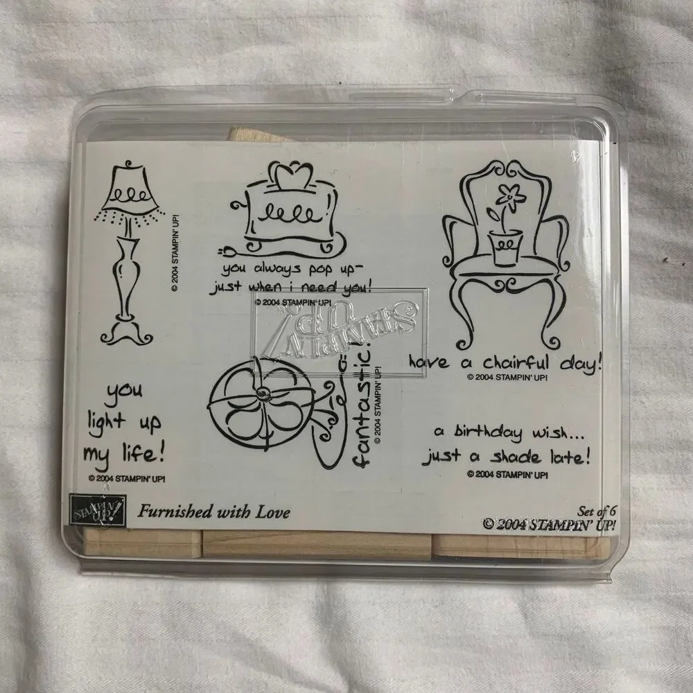 Vintage Stampin Up! Furnished With Love Retired Set Rubber Cling Spring 2004